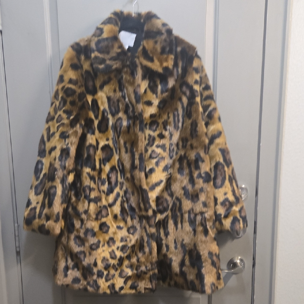 H&M Leopard Print Faux Fur Coat